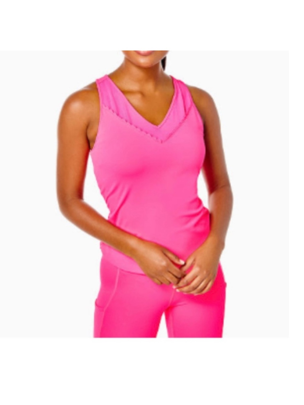 Bright Pink V-Neck Sleeveless Tank